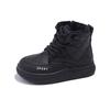 Зимние детские ботинки с толстой подошвой, короткие черные ботинки для девочек, школьные, универсальные, детские, повседневные, модные, для мальчиков, хлопковые ботинки, нескользящие