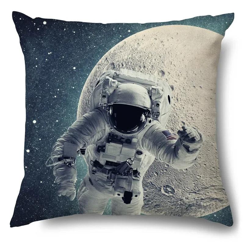 Домашний Декор Наволочки с Рисунком Астронавта и Кота в Космосе Наволочка с Рисунком Подходит для Дивана Спальни Автомобиля