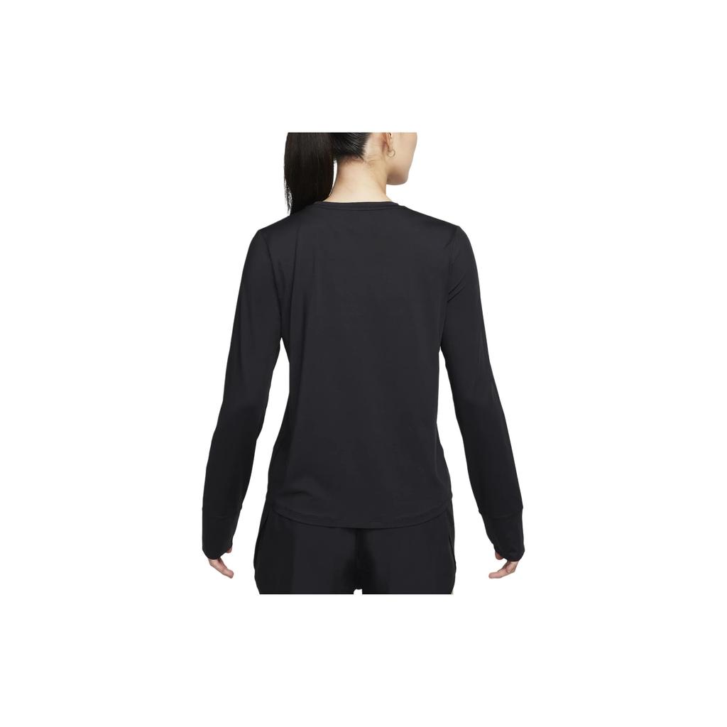 Nike Однотонный свитер с круглым вырезом, повседневная футболка с длинным рукавом, женские топы, черный цвет FN2802-010