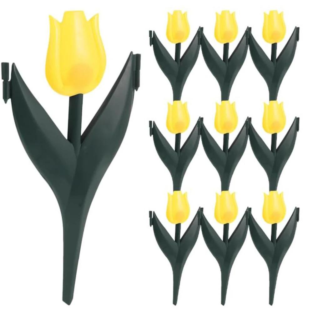 12pcs Plastic Fence Fence Garden Patio Tulip Multi Color Outdoor Hedge Fence Decorative Stakes Outdoor Garden Yard Decor