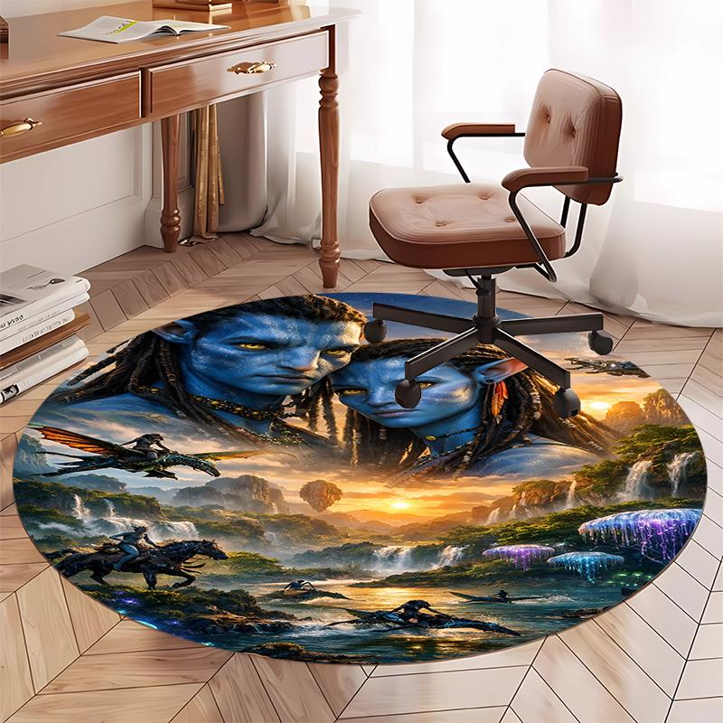 Avatar Printed Round Rug Carpet Chair Rug Area Rug Entryway Doormats,for Office Chair Living Room Bedroom Kitchen Room.