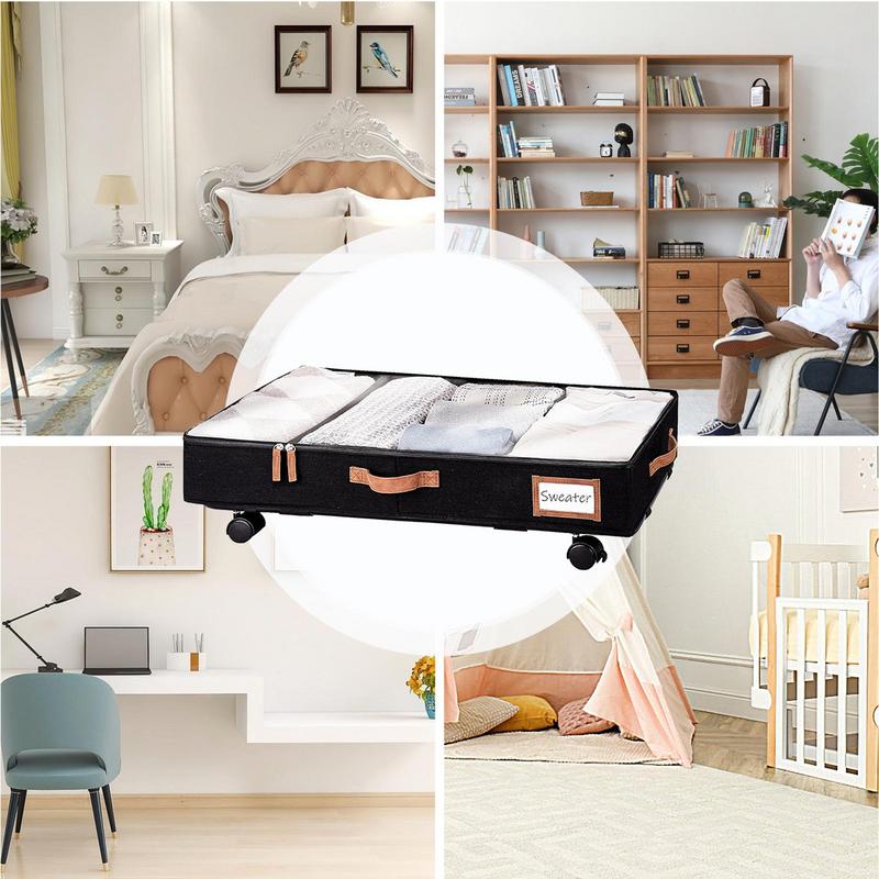 Большая корзина для хранения под кроватью на колесике Подходит для игрушек одежды книг мелочей коробка для хранения с прозрачной крышкой Органайзер для комнаты в общежитии