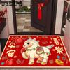 Новый год Лошади Красные придверные коврики Входные ковры Домашние Противоскользящие Коврики для Праздника Весны Легкие в уходе