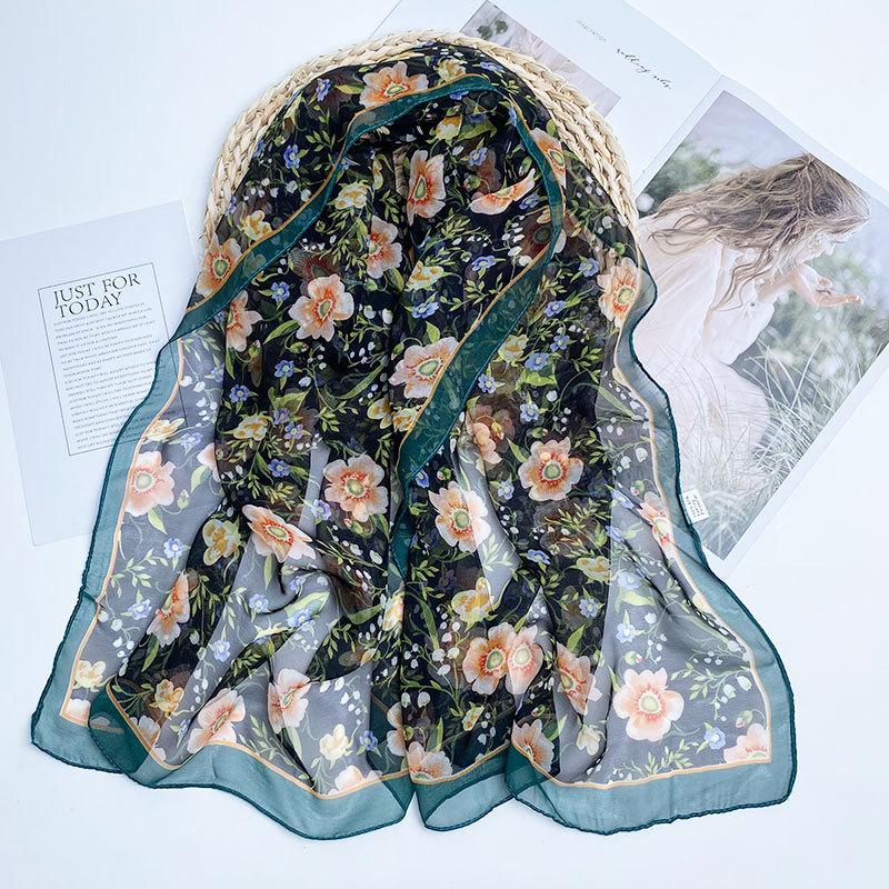 Four Season Thin Silk Scarf for Women High-end Mulberry Silk Scarf Long Versatile Fashion Shawl Scarf Beach Scarf