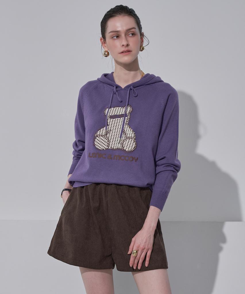 LENIC&MCCOY Толстовка с вышивкой в виде медведя Bearbrick Knit Hoodie Ml12Kn001Fjy