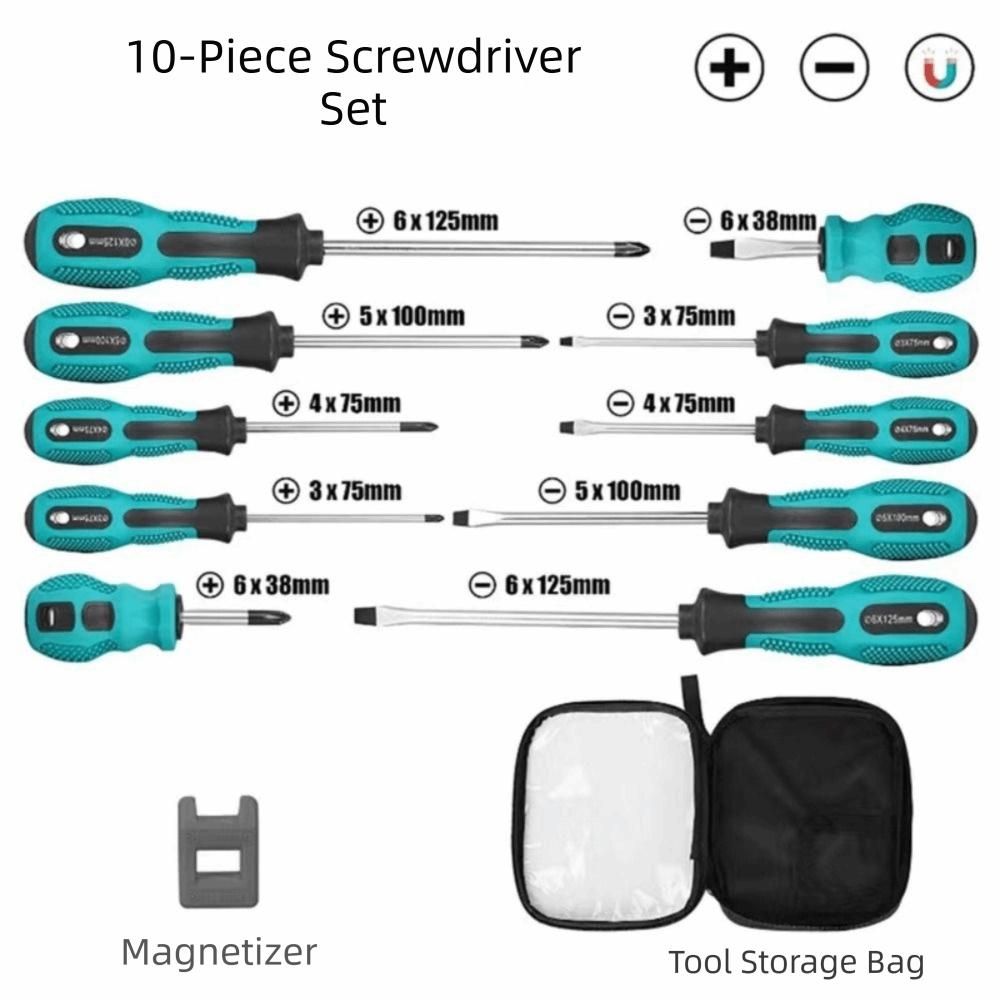 Strong Magnetic Tips Manual Screwdriver Set Slotted Screwdriver Kit  Household Maintenance