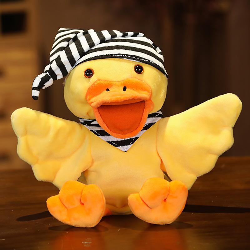 28cm Kawaii Animal Duck Parrot Stuffed Plush Hand Puppets Educational Toys For Family Playgame Time Stuffed Doll