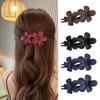 Girl Hair Clip Flower Decor Solid Color Elastic Spring Fix Tightly Anti-slip Hair Decoration Frosted Pointed Sticks Lady Hairpin Hair Accessory
