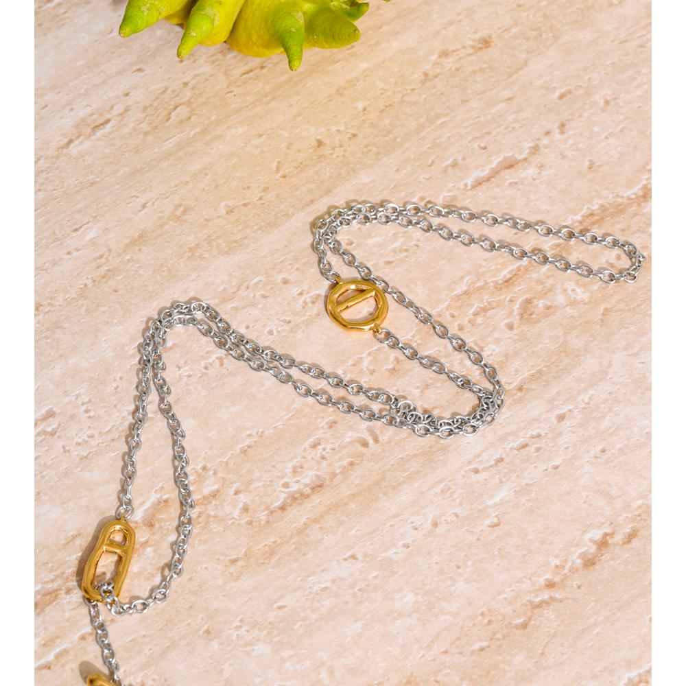 82cm 316L Stainless Steel Chain Toggle-Clasps Long Distinctive Necklace Stain Less Metal Waterproof Jewelry