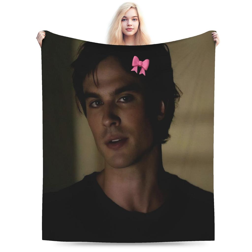 Bow Damon Salvatore Blanket Quality Super Warm Bedding Throws Spring Kids Adult Living Room Print Bedspread