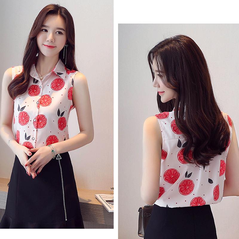 Летняя шифоновая рубашка без рукавов для женщин, повседневный кардиган больших размеров, женская блузка с принтом, женская