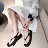 Fashion Summer Pinch Slippers Sandals Women Shoes Fashion Open Toe Buckle Strap Soft Leather Flip-flops Women Wedge Shoes Beach Sandals