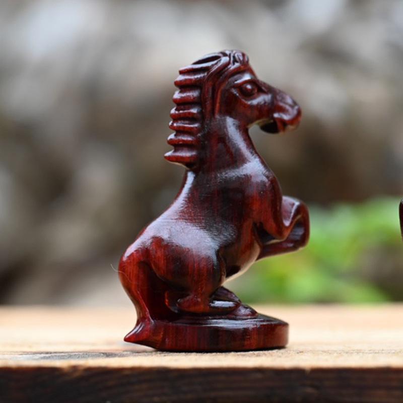 Red Sandalwood Zodiac Animals Handheld Sculptures - Scenic Spot Handicrafts