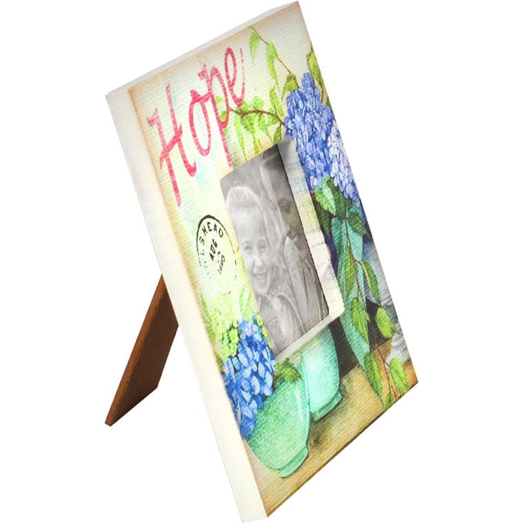 Standing photo frame, cream, aged, 14.5 x 14.5 cm