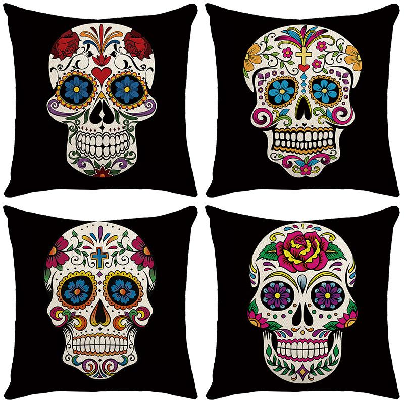 New Day of The Dead Skull Pillow Cover Skull Decoration Sofa Bedroom Pillow Cover Bedside Backrest