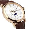 Salvatore Mara wristwatch moon phase multi-calendar 5 ATM water resistant business formal mens leather strap limited model pink gold white