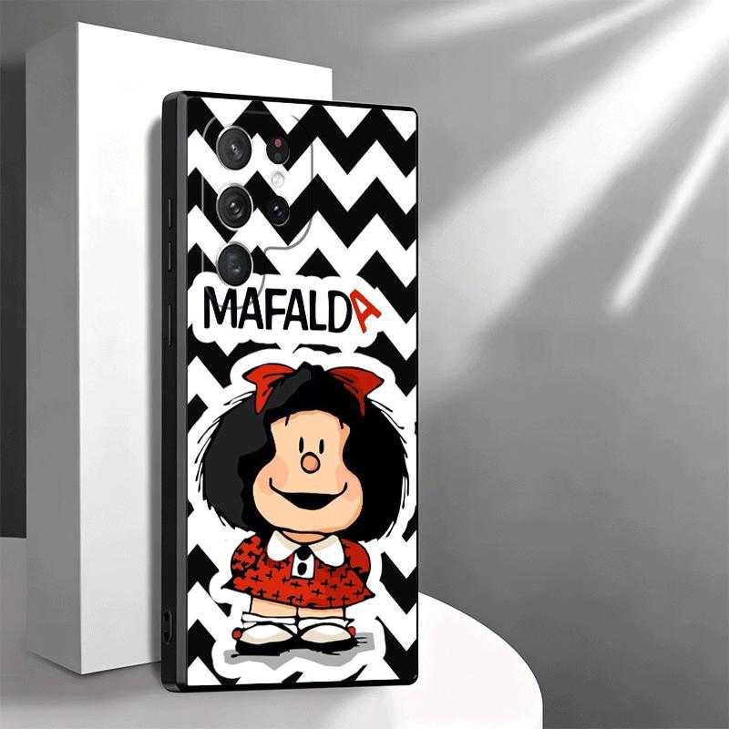 Mafalda Cartoon Cute Soft Phone Case for Samsung Galaxy S26 S25 Edge S24 Ultra S23 Plus S22 S21 FE S20 Black Cover Back Shell
