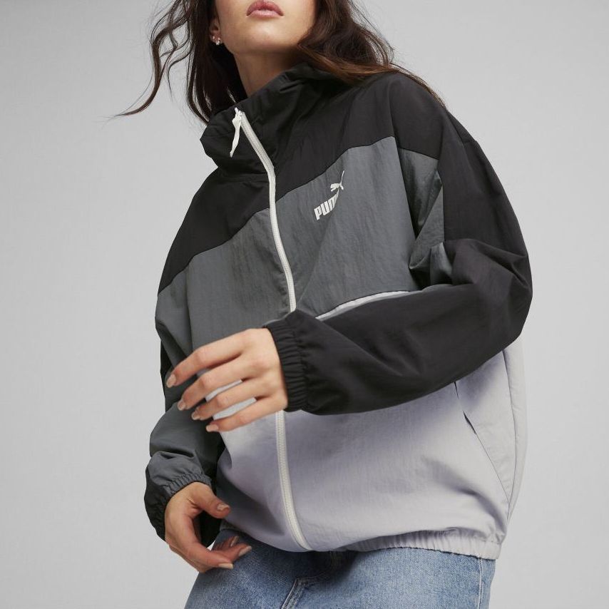 Puma Oversized Hooded Windbreaker Women Jackets Black Mineral-Grey 682269-52