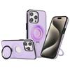 For iPhone 15 Pro Max Case Magnetic Kickstand PU Leather Coated PC+TPU Phone Cover