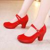Small Size 32-43 Medium Block Heel Mary Janes Platform Pumps 2025 Fall Shallow Red Wedding Shoes Thick Bottom Dance Model Work