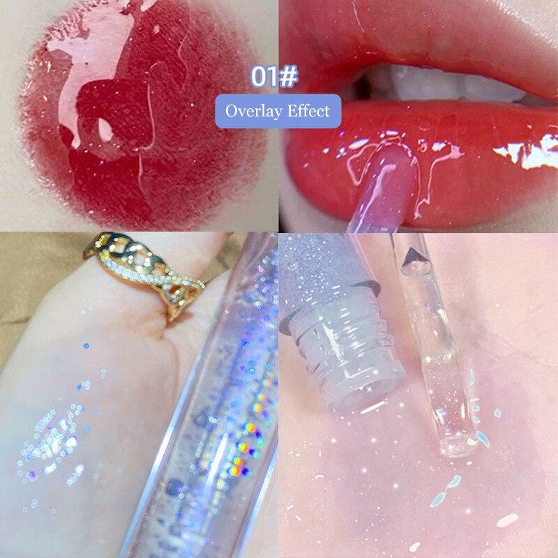 Silky Water Glide Lip Gloss Mirror Beep Lip Glaze Jelly Lip Gloss Hydrating Student Cosmetics Lip Gloss Long-lasting Waterproof Lipstick Non-stick