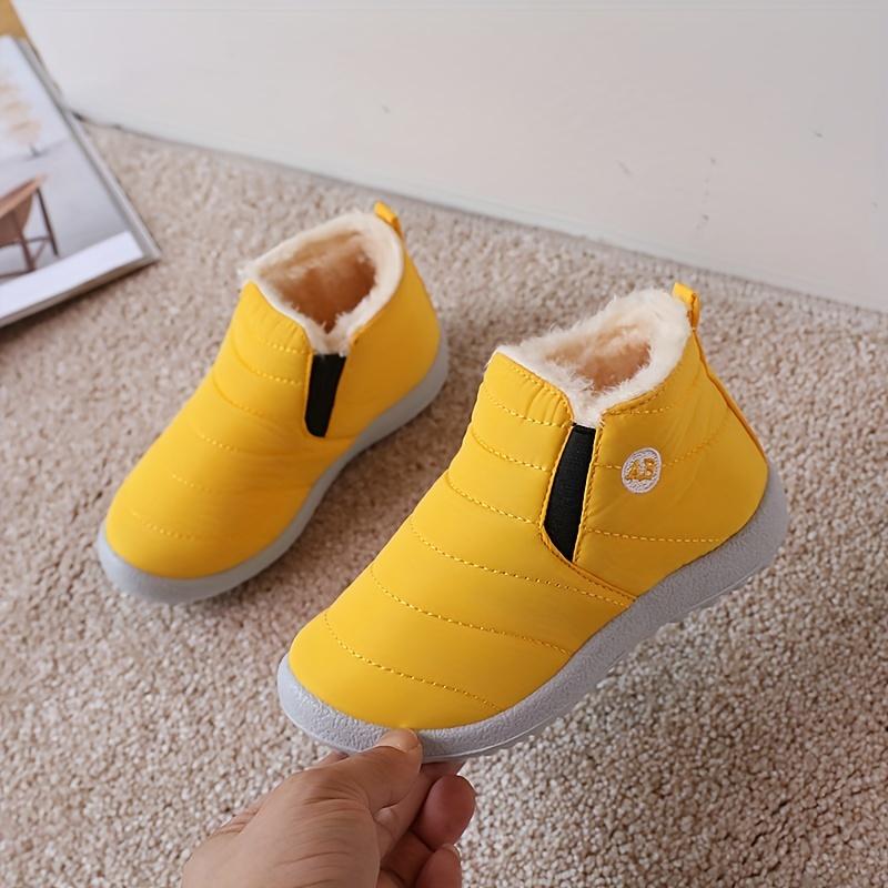 New Winter Warm Snow Boots for Boys & Girls - Thick Insulated Slip-On Round Toe with Fleece Lining, Soft Fabric Upper & Rubber Sole, Winter Boots