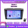 For Mazda 3 2003-2009 With Button Knob Android Car Radio Multimedia Player Navigation Stereo GPS 2 Din Carplay 2+32GB
