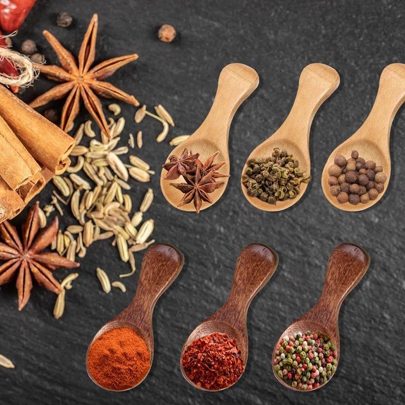 1-10PCS Mini Natural Wooden Spoons Scoop Tea Honey Coffee Condiment Salt Sugar Spoon Cooking Tools Household Kitchen Gadgets4