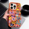 Чехол для телефона с цветным рисунком бабочки из кожи и текстурой для iPhone 16 Pro 15 14 13 12 Pro Max 11, ударопрочный, мягкий, матовый, тонкий чехол из ТПУ