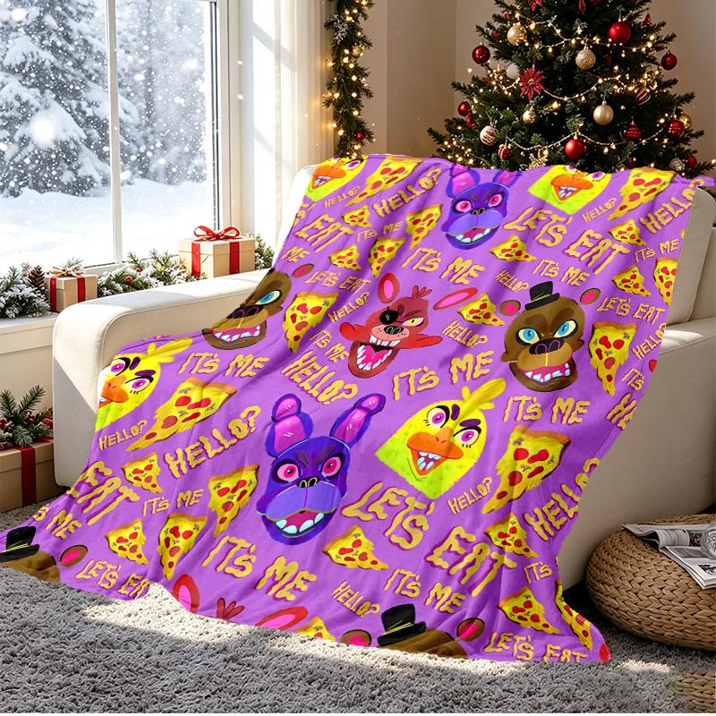 Five Nights at Freddy's Pattern Blanket for Home Decoration, Bed, Sofa, Car Travel, Camping, Suitable for All Seasons, Birthday Christmas Gift