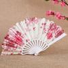 Flower Pattern Bamboo Folding Fan Handmade Chinese Dance Fan Creative Hand Held Flower Fan Party