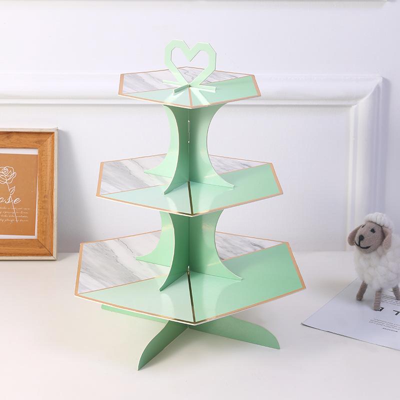 Складная трехъярусная бумажная подставка для торта, товары для дня рождения, десертный стол, украшение для торта, цветная подставка для кексов