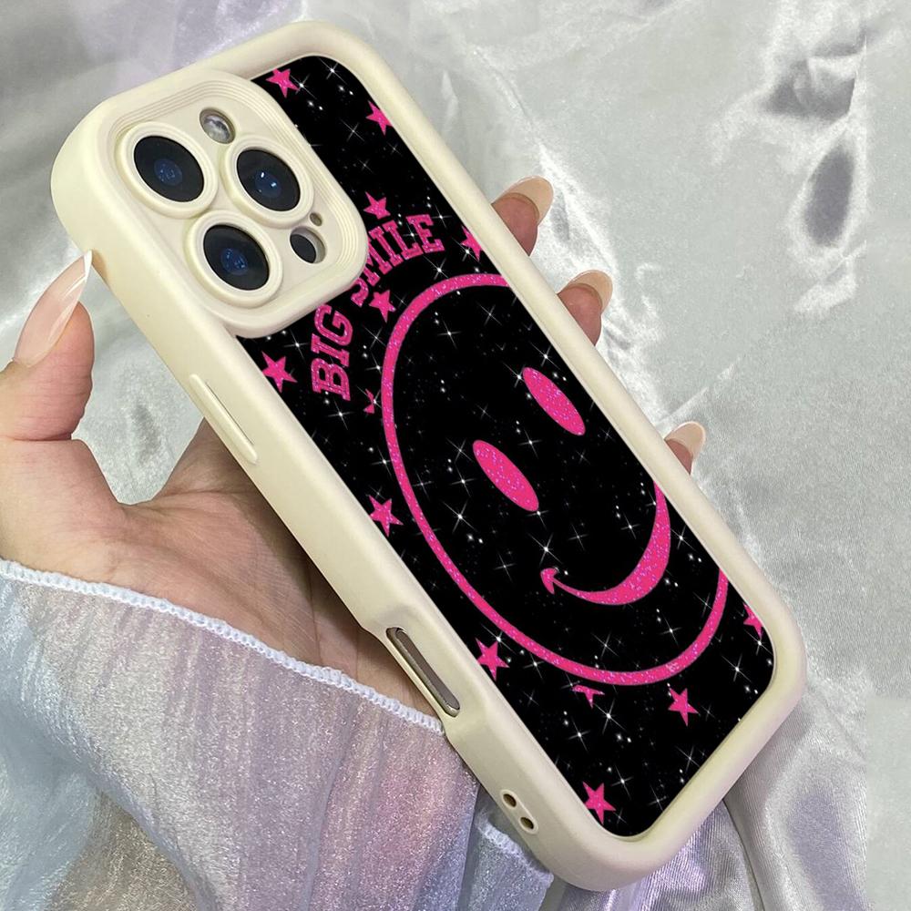 JT64 Чехол-накладка «Большая улыбка» для iPhone 17 16 Pro Max Samsung S26 S25 S24 S23 Ultra A17 A16 A07 A56 Xiaomi 15T Redmi Note 14 Pro Plus Мягкий ТПУ