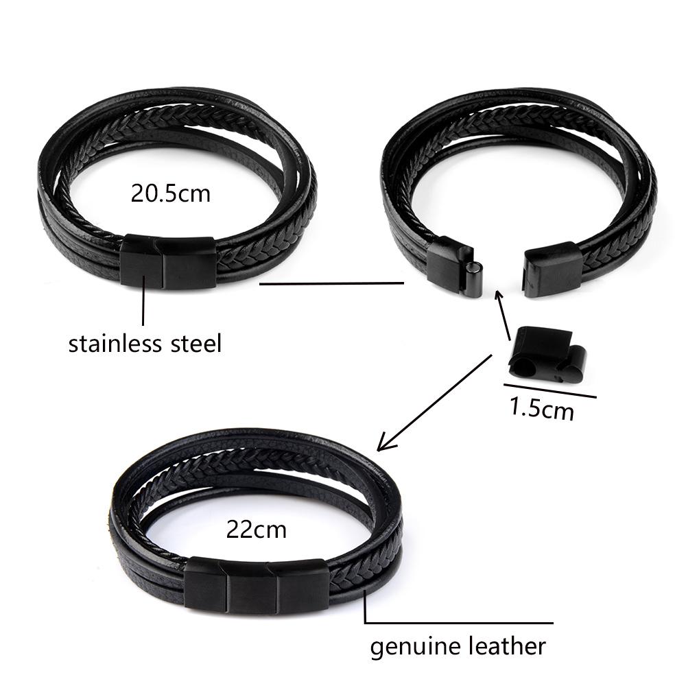 New High Quality Genuine Leather Extended Removable Stainless Steel Clasp Bangle