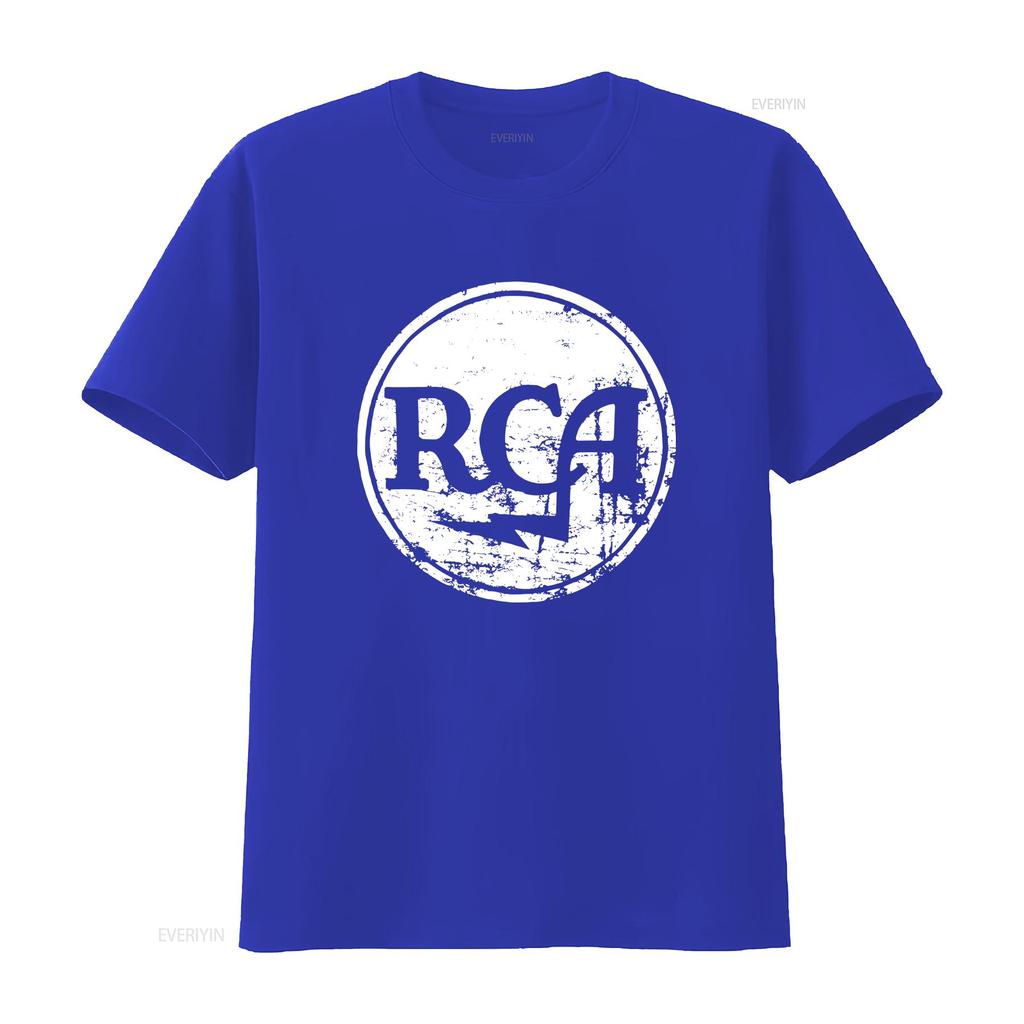 RCA Logo Unisexs T Shirt vintage Washed streetwear fashion homme designer clothes Versatile graphic Unisex Breathable Casual