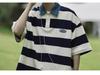 Унисекс американская ретро полоскатая футболка-поло - летняя свободная посадка, студенческий стиль, короткий рукав для модных пар