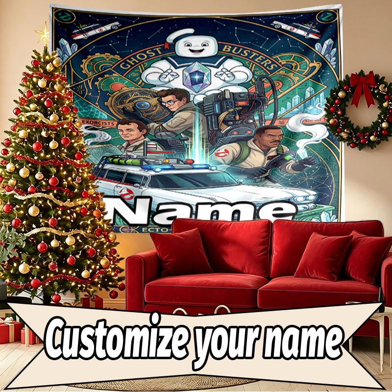 Custom Name Personalized Ghostbusters Print Tapestry, Wall Art Decor, Bedroom, Dorm, Apartment, LivingRoom, Party Backdrop, Gift for Birthday