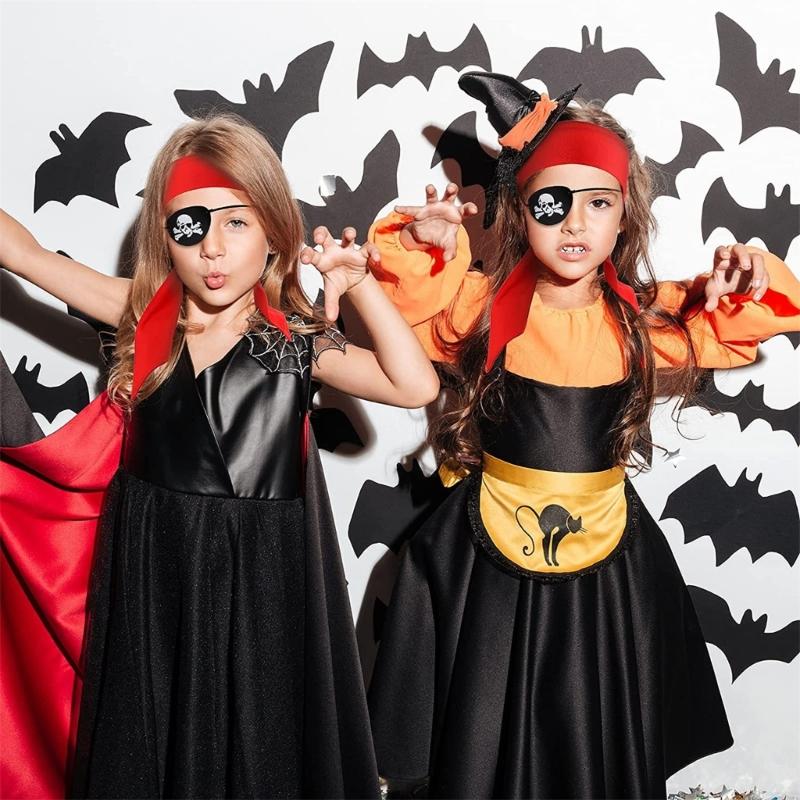 Прекрасный пиратский головной убор Пиратский головной убор Обруч для волос Шляпа с черепом и повязкой на глаз Набор Мультяшная шляпа капитана Треуголка Аксессуары