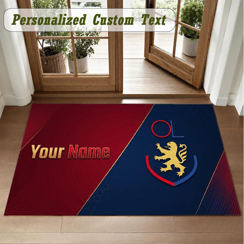 Crystal Velvet Square Rug Custom NameLyon FC Pattern Non Slip Home Floor Decor Rug