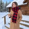 Мягкий клетчатый шаль-накидка, классический шарф для женщин, зимний полиэстер под кашемир, шарф-воротник с кисточками, большой теплый плед для пальто, свитеров