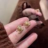 Роскошные серебряные серьги-гвоздики с позолотой, цирконами и жемчугом