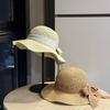 New women's fisherman hat with bow, straw bucket hat, spring and summer sun protection hat, beach sun hat, Korean style cool hat