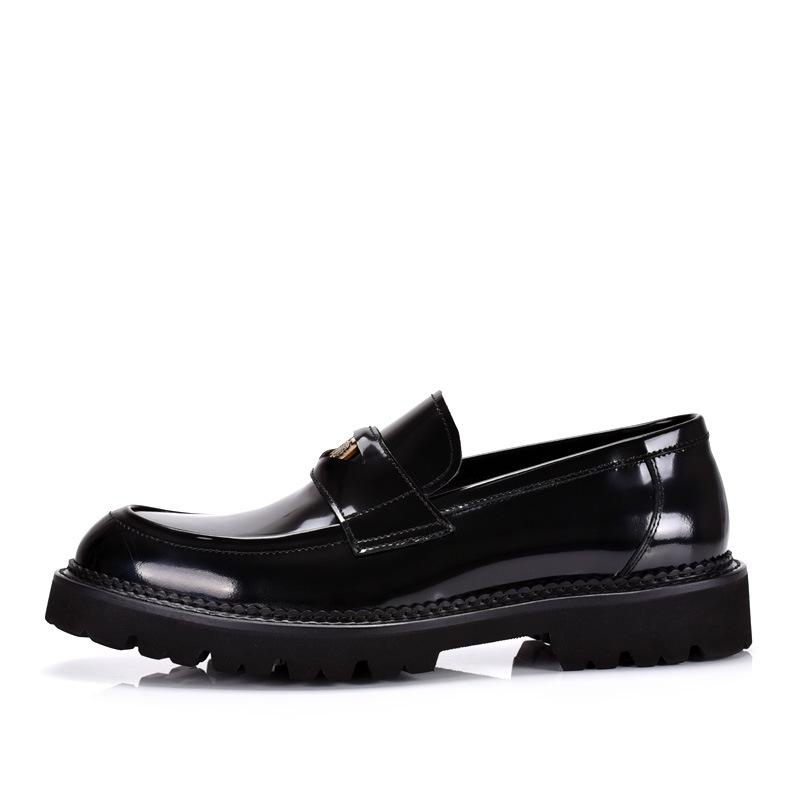Новые мужские лоферы без шнуровки из натуральной кожи - Business Casual, с круглым носком, цельные, британский стиль, лакированные, для всех сезонов.