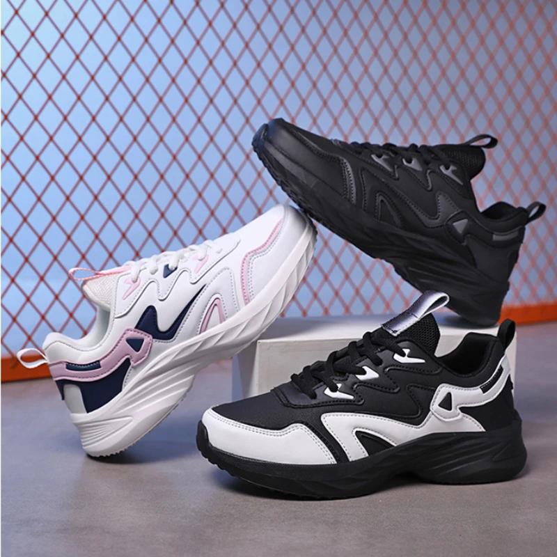 Женская кожаная спортивная обувь, кроссовки на платформе, модная обувь для походов на открытом воздухе, женская осенняя нескользящая повседневная обувь для бега