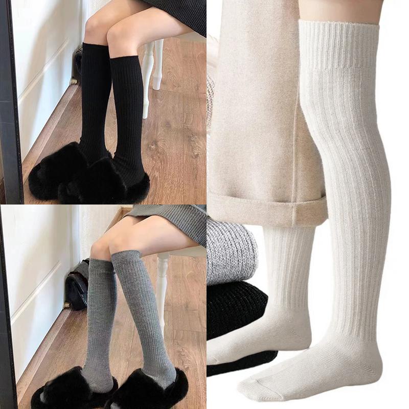 Женские повседневные осенне-зимние носки Harajuku Lolita, вязаные длинные носки, однотонные чулки, носки до щиколотки