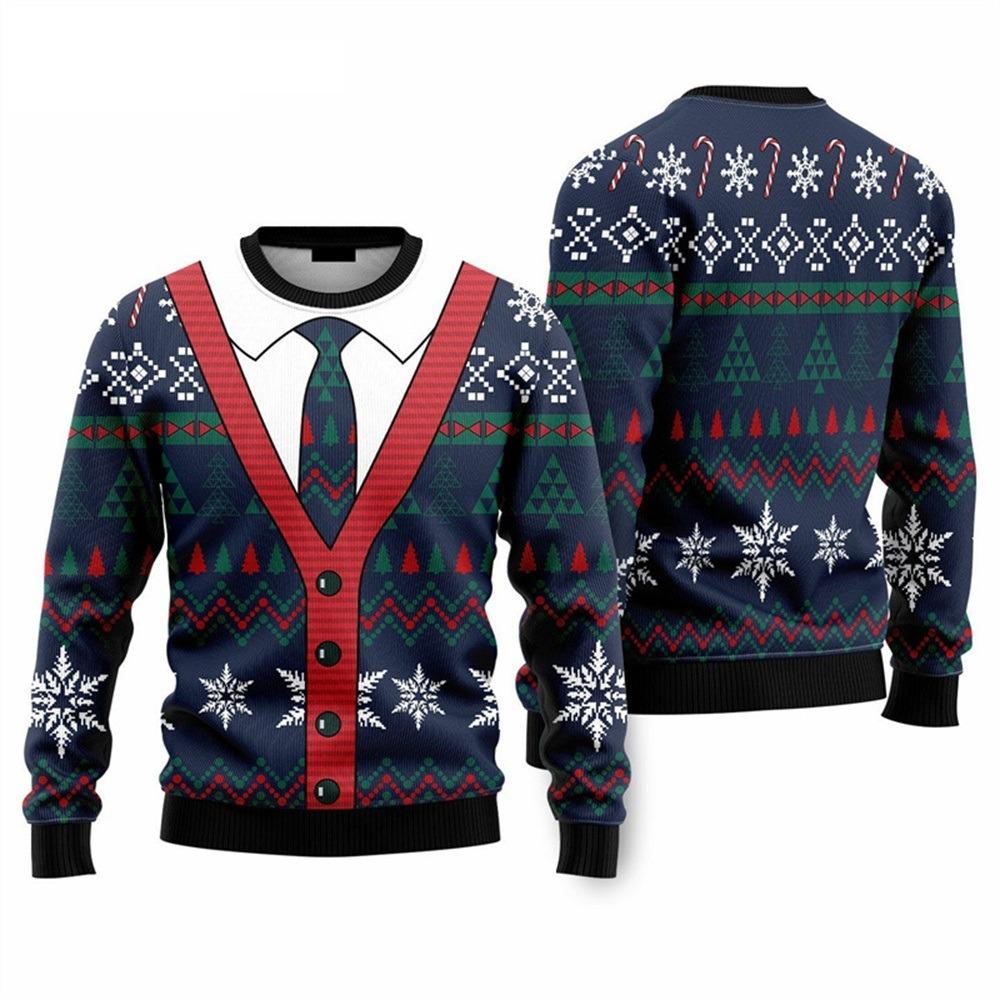 Christmas Fake Cardigan Pullover Man Pullover 3D PrintNew Year Party Sweatshirt Women Party Birthday Christmas Pullovers Kids Tops