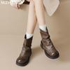 Модные женские зимние ботильоны, плоская подошва, модные кожаные туфли для женщин, тренд 2024, зимние ботинки челси для ходьбы, новые уютные, женские мотоботы