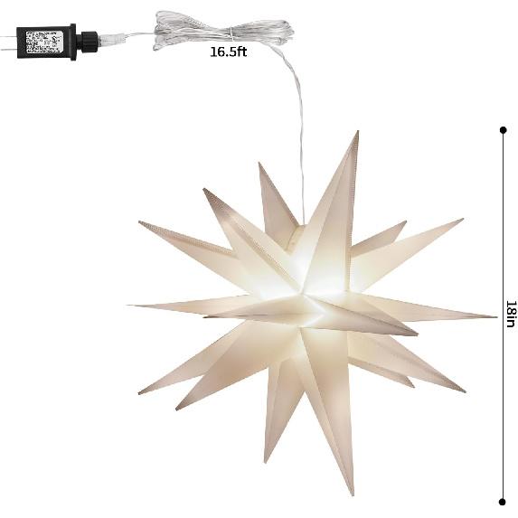 18" Moravian Star Christmas Lights Decorations, Hanging Christmas Decor