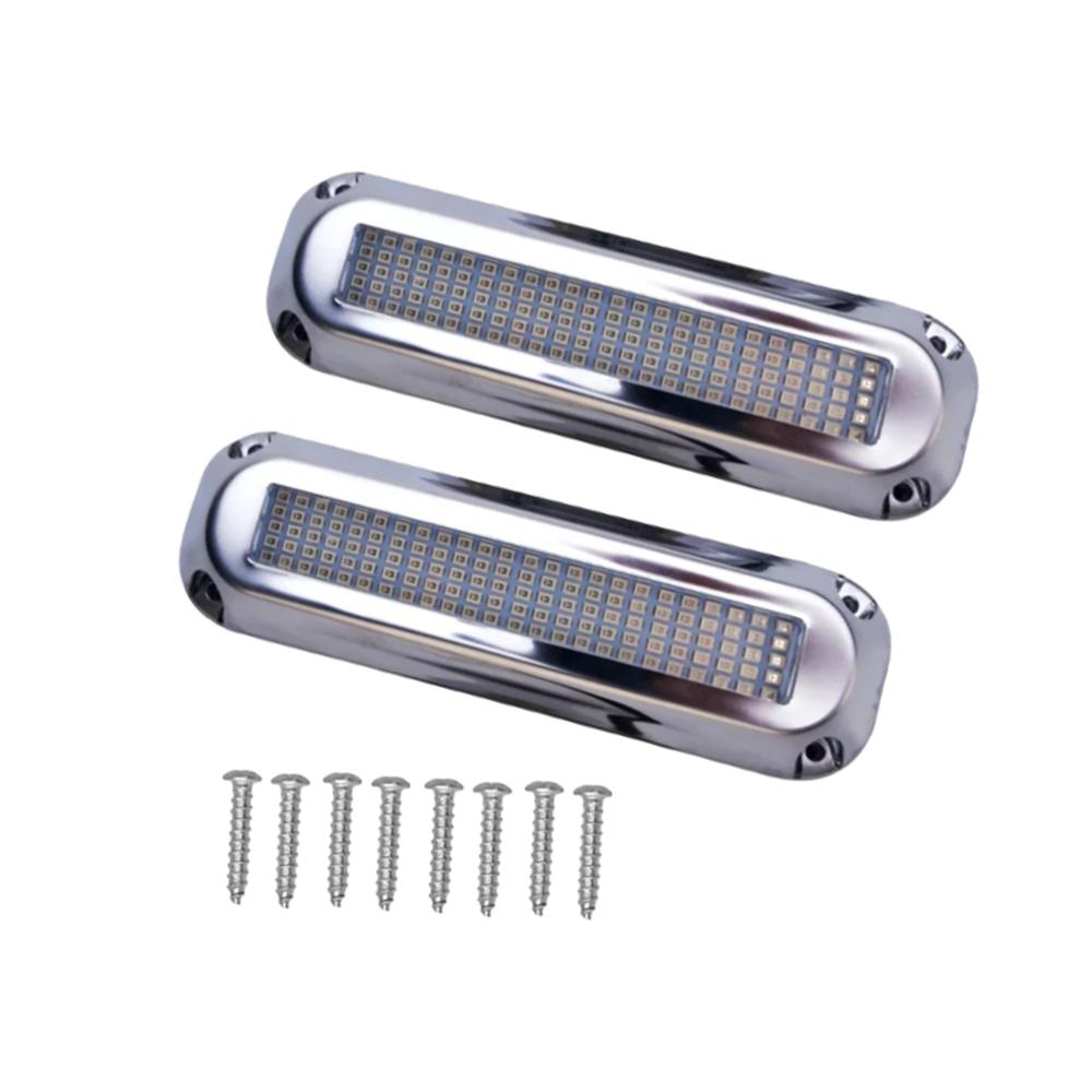 2Pcs 120LED Boat Transom Light Underwater Pontoon Marine Ship Boat Light Stainless Steel Waterproof Marine Light IP68 Waterproof