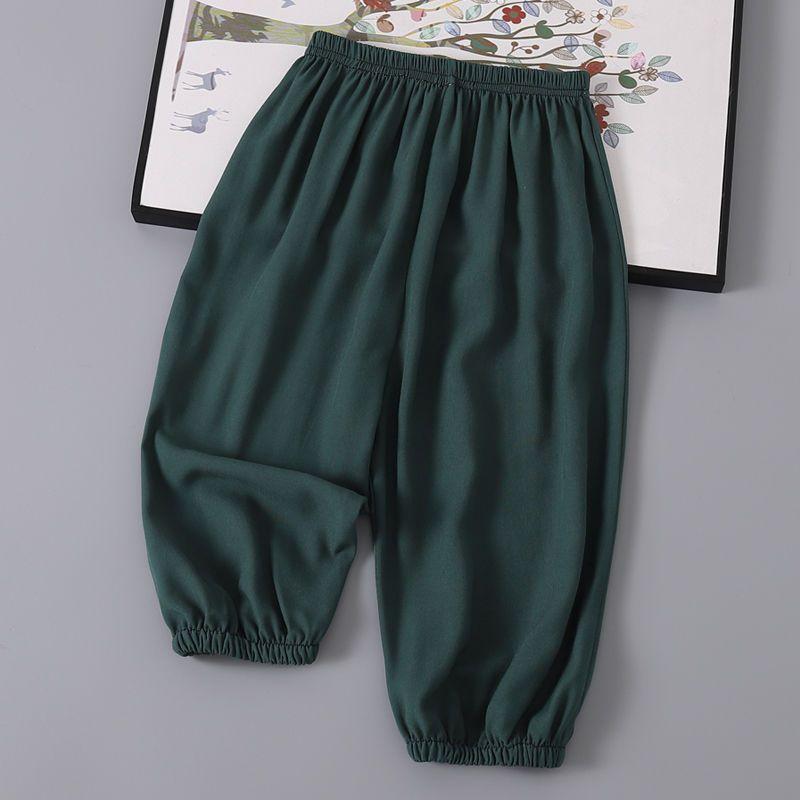 Слипы из ледяного шелка для летней одежды для мальчиков и девочек, защита от комаров, свободная домашняя одежда, длинные брюки, тонкие повседневные брюки